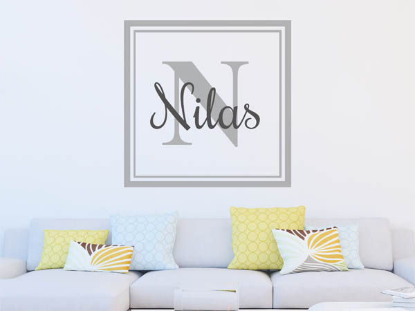 Wandtattoo Nilas als eckiges Monogramm