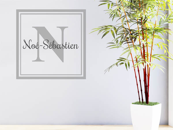 Wandtattoo Noé-Sébastien als eckiges Monogramm