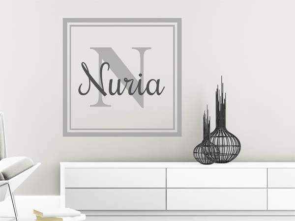 Wandtattoo Nuria als eckiges Monogramm