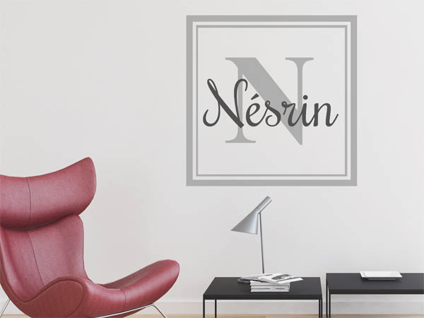 Wandtattoo Nésrin als eckiges Monogramm