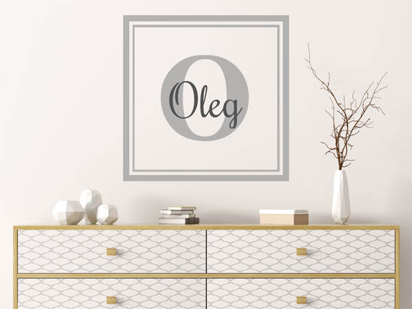 Wandtattoo Oleg als eckiges Monogramm