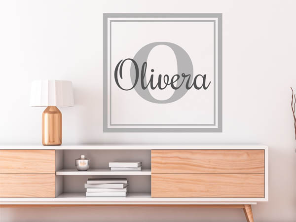 Wandtattoo Olivera als eckiges Monogramm