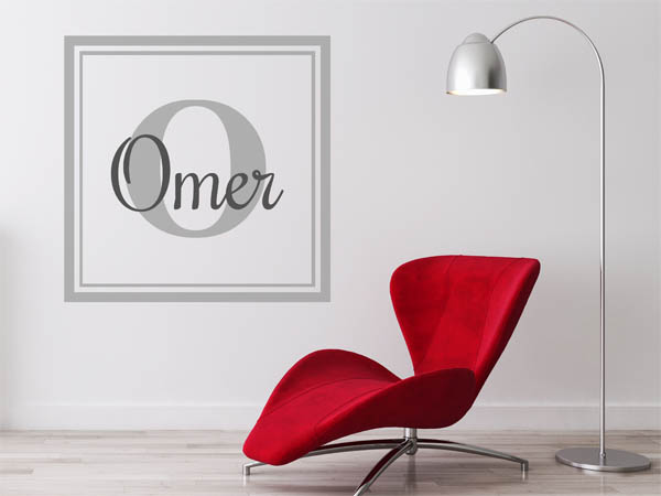 Wandtattoo Omer als eckiges Monogramm
