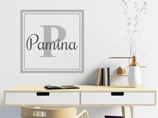 Wandtattoo Pamina als eckiges Monogramm
