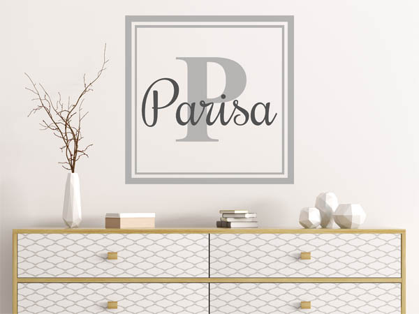 Wandtattoo Parisa als eckiges Monogramm
