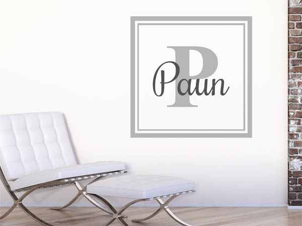 Wandtattoo Paun als eckiges Monogramm