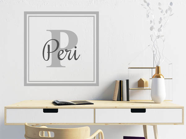 Wandtattoo Peri als eckiges Monogramm