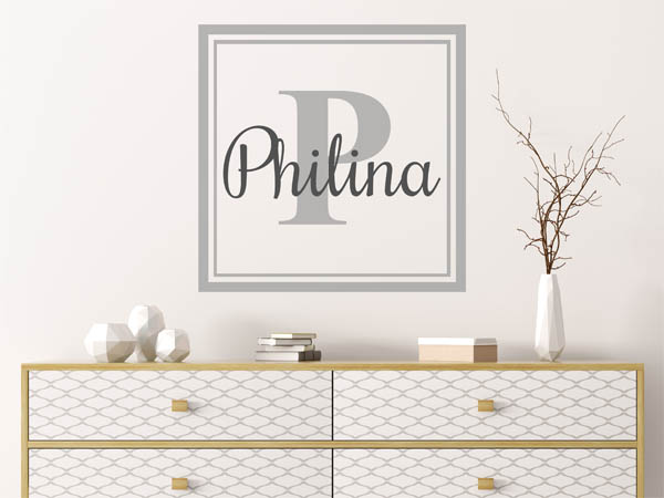 Wandtattoo Philina als eckiges Monogramm