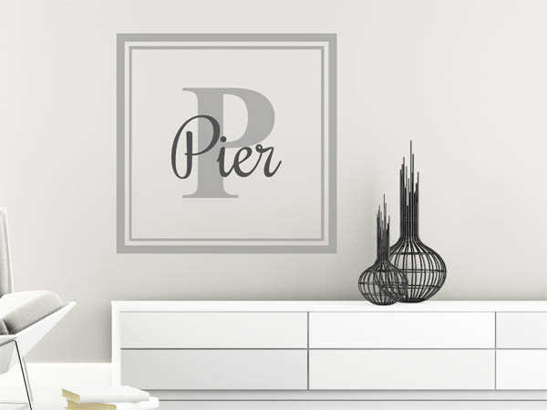 Wandtattoo Pier als eckiges Monogramm