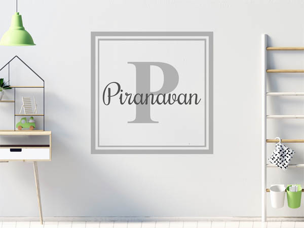 Wandtattoo Piranavan als eckiges Monogramm