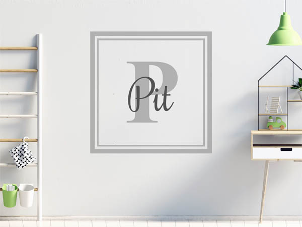 Wandtattoo Pit als eckiges Monogramm