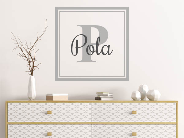 Wandtattoo Pola als eckiges Monogramm