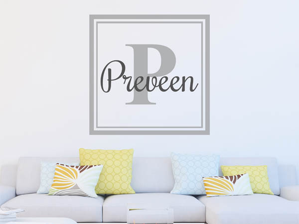 Wandtattoo Preveen als eckiges Monogramm