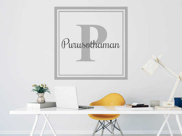 Wandtattoo Purusothaman als eckiges Monogramm