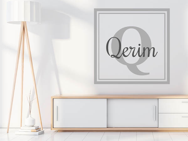 Wandtattoo Qerim als eckiges Monogramm