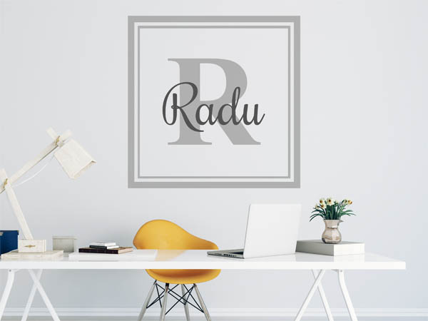 Wandtattoo Radu als eckiges Monogramm