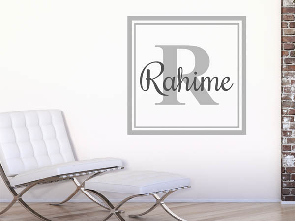Wandtattoo Rahime als eckiges Monogramm