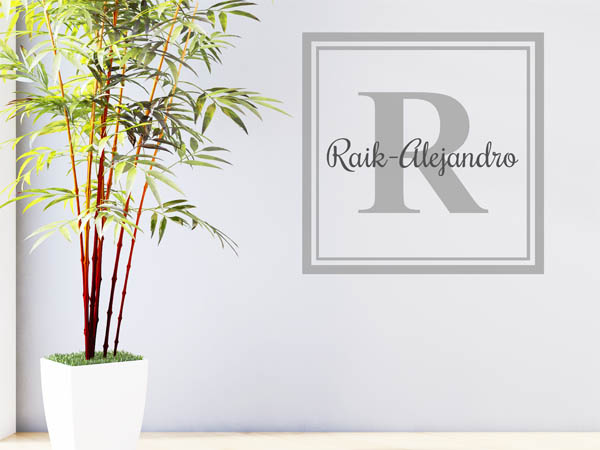 Wandtattoo Raik-Alejandro als eckiges Monogramm