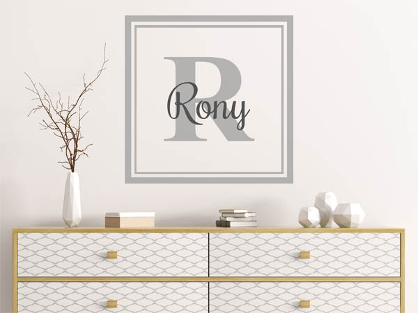 Wandtattoo Rony als eckiges Monogramm