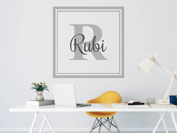 Wandtattoo Rubi als eckiges Monogramm