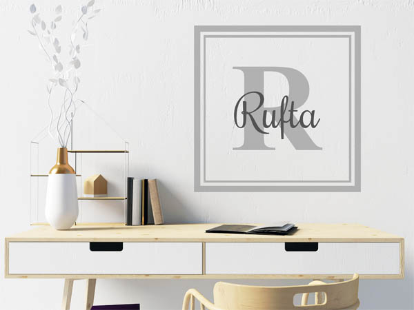 Wandtattoo Rufta als eckiges Monogramm