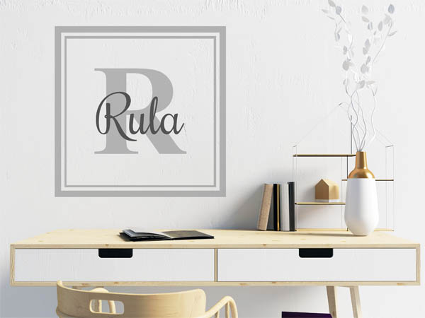 Wandtattoo Rula als eckiges Monogramm