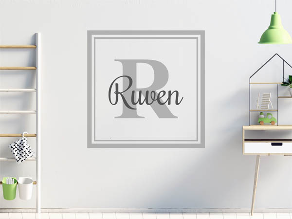 Wandtattoo Ruven als eckiges Monogramm