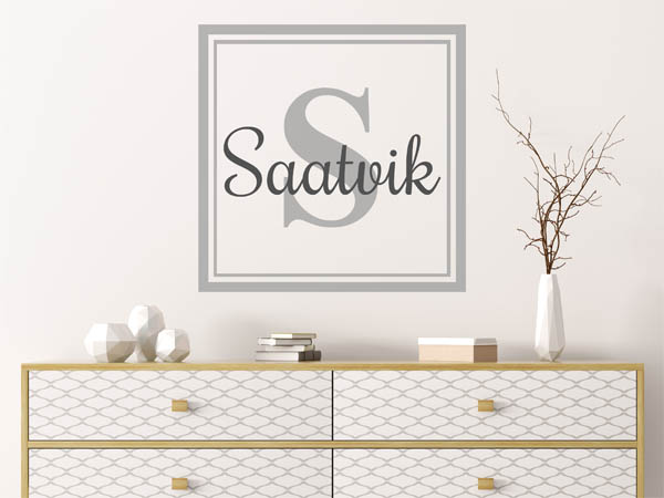 Wandtattoo Saatvik als eckiges Monogramm