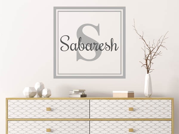 Wandtattoo Sabaresh als eckiges Monogramm