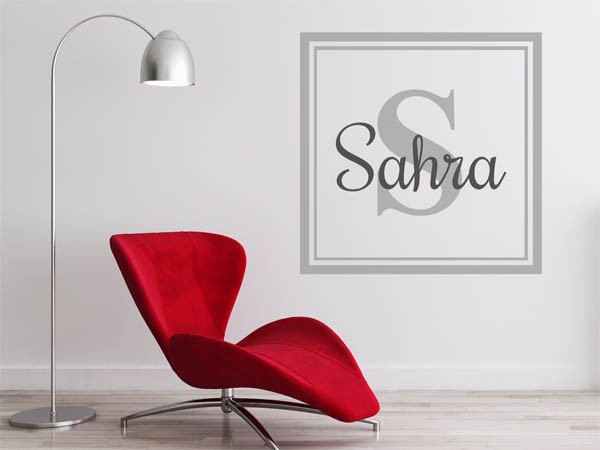Wandtattoo Sahra als eckiges Monogramm