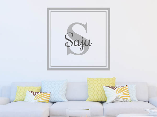 Wandtattoo Saja als eckiges Monogramm