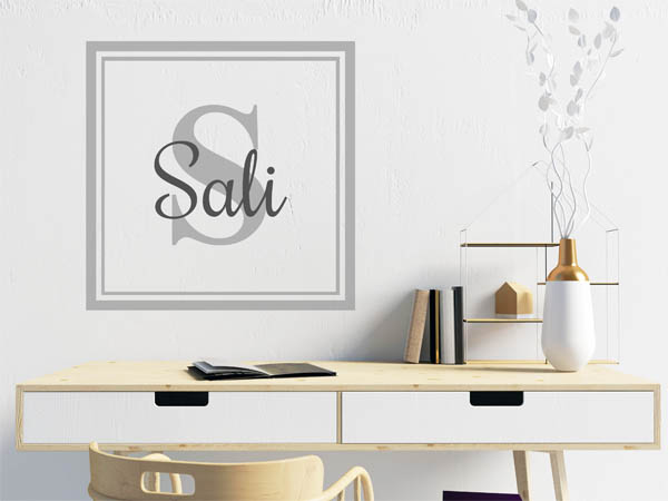 Wandtattoo Sali als eckiges Monogramm