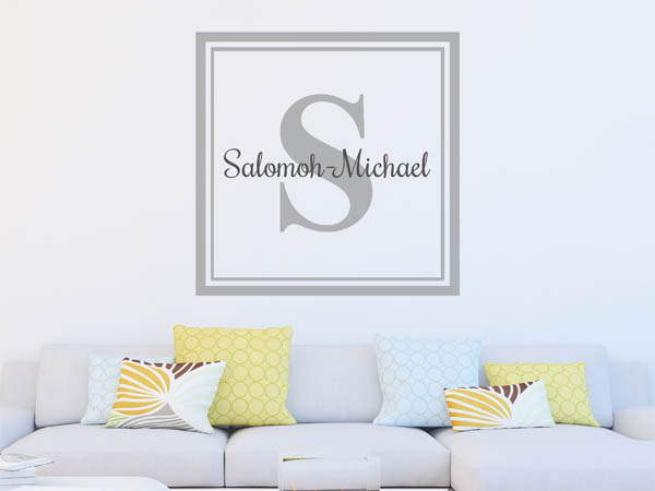 Wandtattoo Salomoh-Michael als eckiges Monogramm