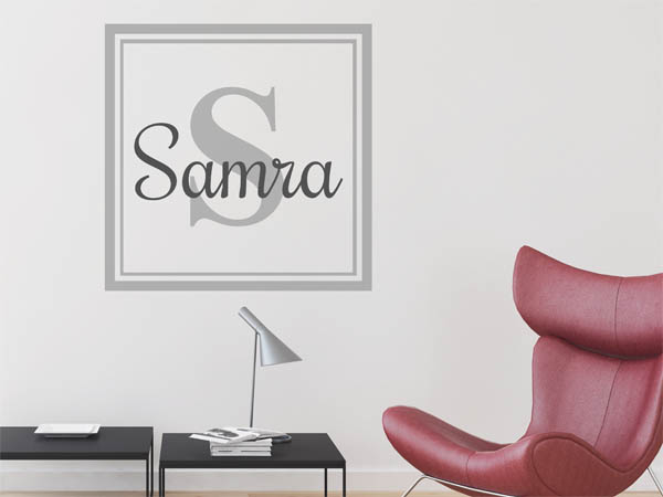 Wandtattoo Samra als eckiges Monogramm