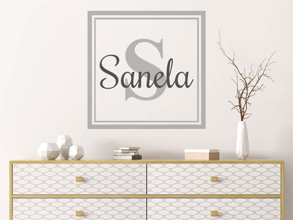 Wandtattoo Sanela als eckiges Monogramm