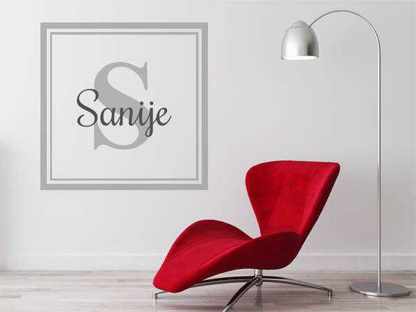 Wandtattoo Sanije als eckiges Monogramm