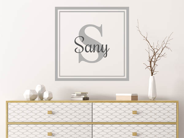 Wandtattoo Sany als eckiges Monogramm