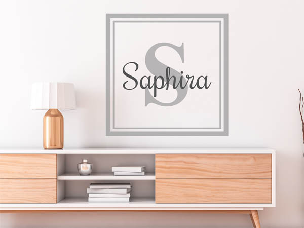Wandtattoo Saphira als eckiges Monogramm