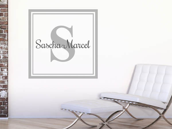 Wandtattoo Sascha-Marcel als eckiges Monogramm