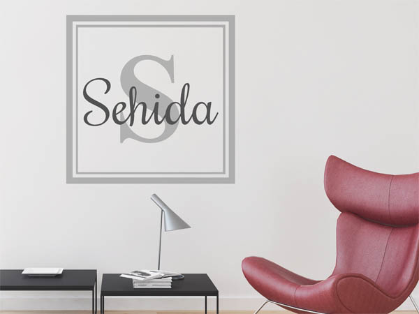 Wandtattoo Sehida als eckiges Monogramm