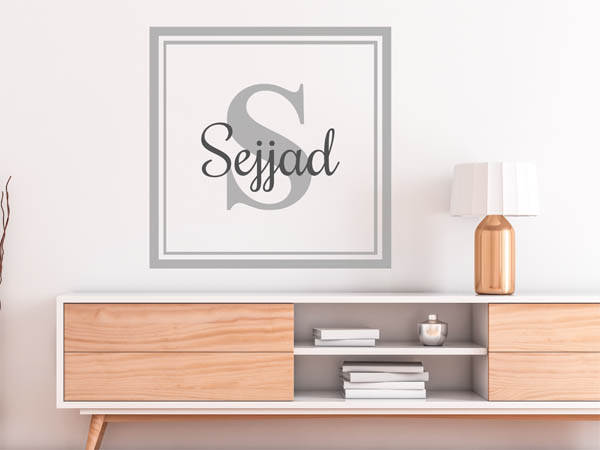 Wandtattoo Sejjad als eckiges Monogramm