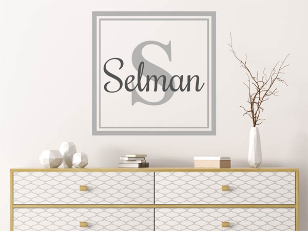 Wandtattoo Selman als eckiges Monogramm