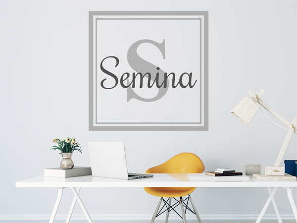 Wandtattoo Semina als eckiges Monogramm