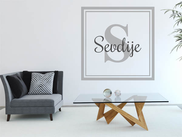 Wandtattoo Sevdije als eckiges Monogramm