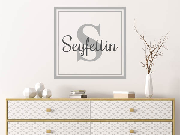 Wandtattoo Seyfettin als eckiges Monogramm