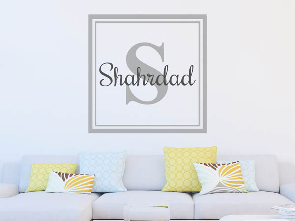 Wandtattoo Shahrdad als eckiges Monogramm