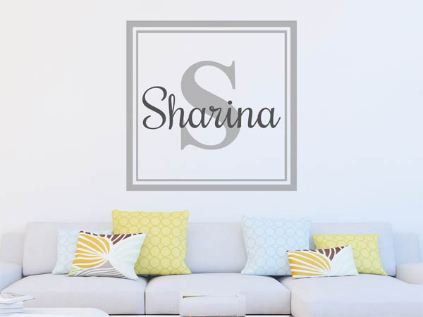 Wandtattoo Sharina als eckiges Monogramm