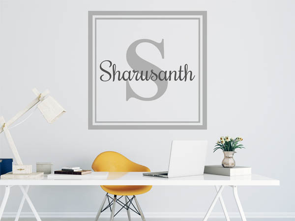 Wandtattoo Sharusanth als eckiges Monogramm