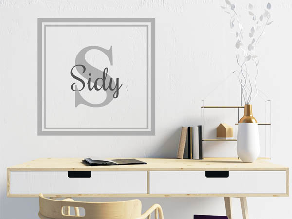 Wandtattoo Sidy als eckiges Monogramm