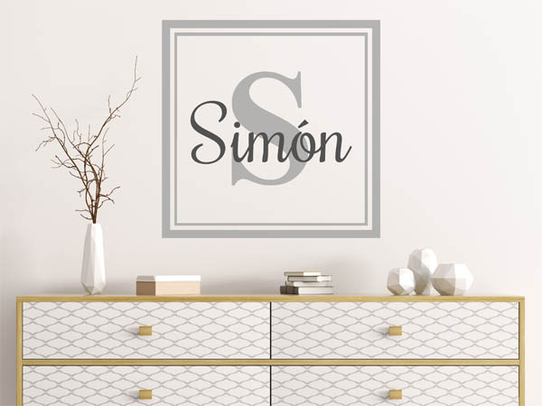 Wandtattoo Simón als eckiges Monogramm